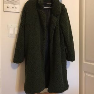 Olive Green Teddy LONG Coat